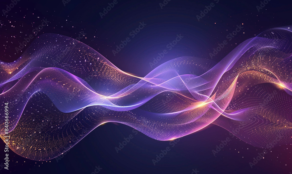 Fototapeta premium Elegant Blue and Purple Glowing Wavy Abstract Background