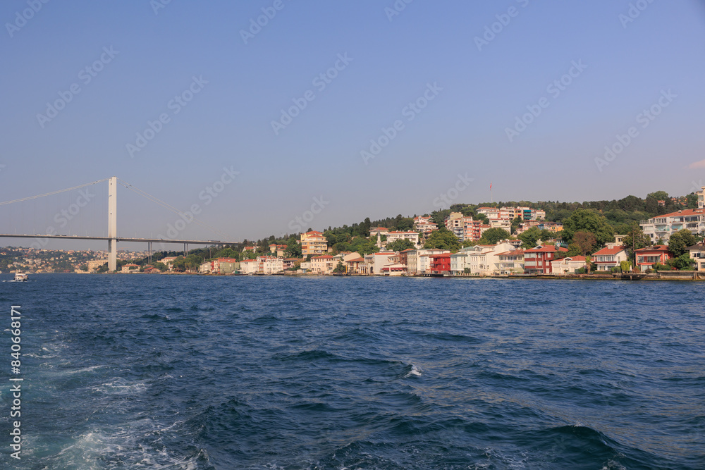 Fototapeta premium Sea views of the Bosphorus. Large bridges near the city of Istanbul.