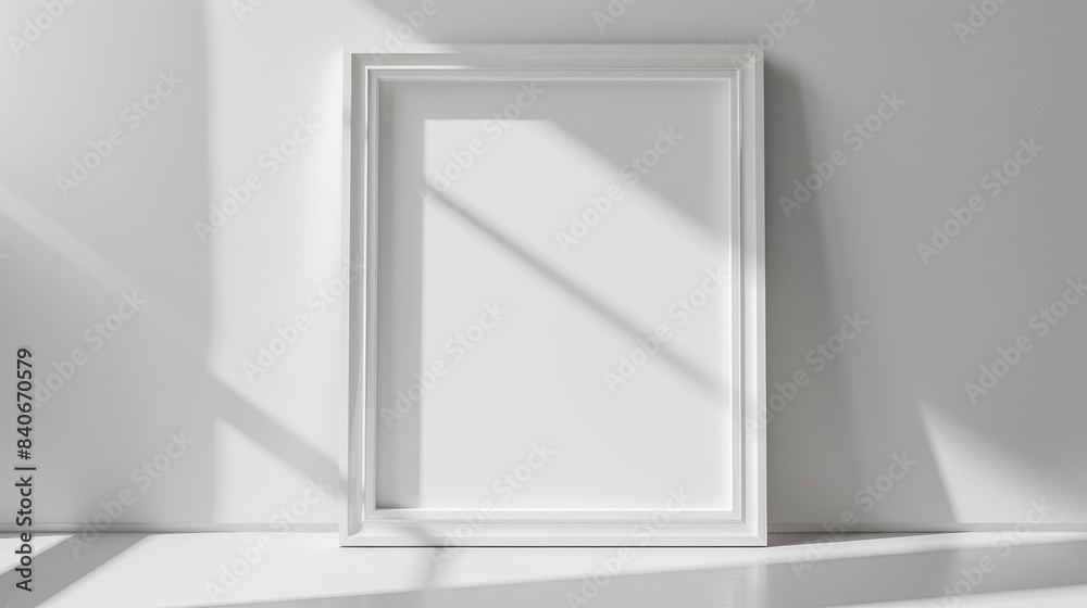 Simple white frame on a white background, ideal for minimalist art presentations and clean design mock-ups Simple white frame on a white background, ideal for minimalist art presentations and clean design mock-ups