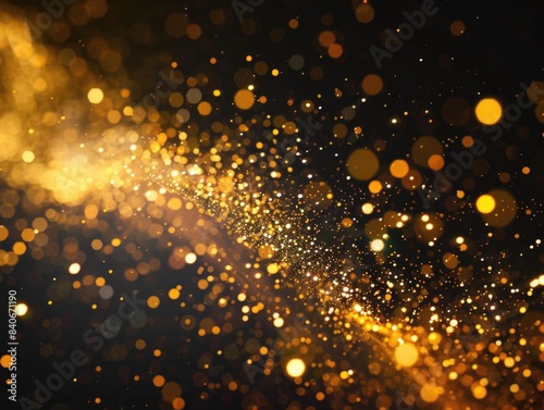 A black background with numerous gold sparkles © vefimov