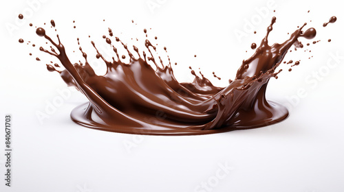 Rich Chocolate Splash - 3D Rendering on White Background, Indulgent Dessert Concept. Stock Illustration.