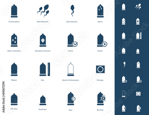 Condom icon set. Safe sex icon vector illustration.	