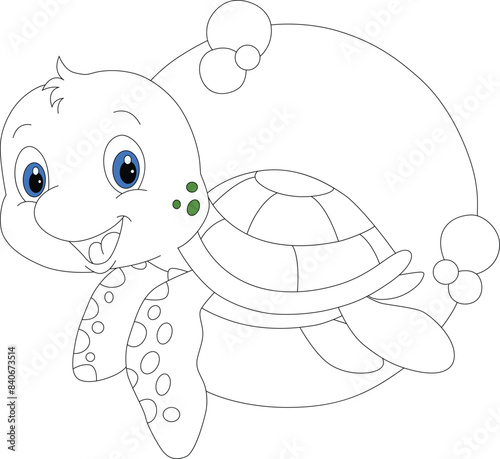 cute tortoise coloring page for kids