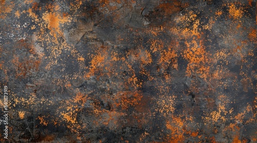The rust on this metal panel has taken on a dark almost black hue with areas of orange and brown peeking through creating a mottled texture photo