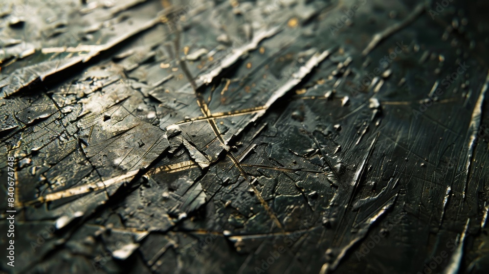 This heavily scratched metal piece has lost its metallic shine and instead reflects a rugged matte surface with a maze of scratches adding depth and dimension to its appearance This heavily scratched metal piece has lost its metallic shine and instead reflects a rugged matte surface with a maze of scratches adding depth and dimension to its appearance
