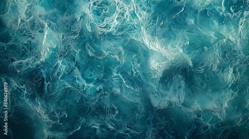 Soft frothy crests of seafoam dancing across a deep blue ocean giving the appearance of a rippling carpet