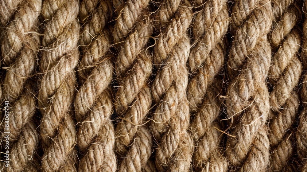 Each strand of the jute rope stands out individually showcasing its own unique texture of fine fibers and uneven twists Each strand of the jute rope stands out individually showcasing its own unique texture of fine fibers and uneven twists