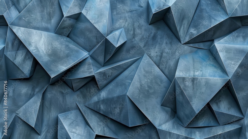 Fototapeta premium A highly detailed embossed paper featuring geometric shapes in shades of blue and silver giving it a modern and sleek appearance
