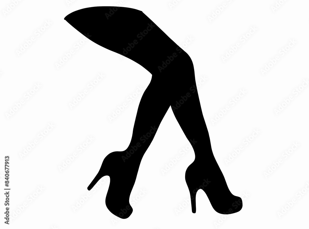 silhouette of woman legs in black shoes heels illustration isolated white background silhouette of woman legs in black shoes heels illustration isolated white background