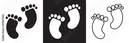 Baby footprint silhouettes. Baby feet vector icon. Newborn barefoot icons. footprint, newborn, kids feet sign. Vector 10 eps.