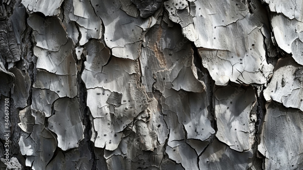 The crinkled crisscross pattern of peeling bark creates a rugged landscape of light and shadow The crinkled crisscross pattern of peeling bark creates a rugged landscape of light and shadow