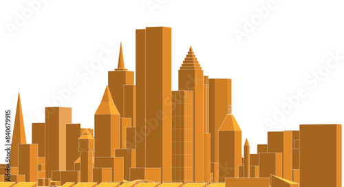  modern city panorama 3d illustration