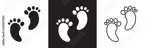 Baby footprint silhouettes. Baby feet vector icon. Newborn barefoot icons. footprint, newborn, kids feet sign. Vector 10 eps.