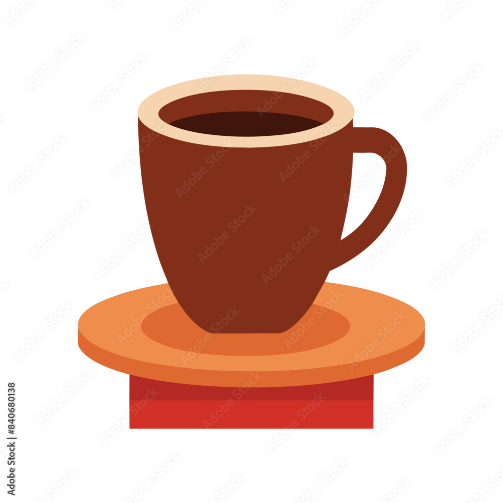On the table are a coffee cup and a plate. Vector art for banners, posters, and card On the table are a coffee cup and a plate. Vector art for banners, posters, and card