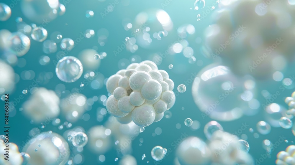Tiny ivory bubbles floating atop a turquoise ocean Tiny ivory bubbles floating atop a turquoise ocean