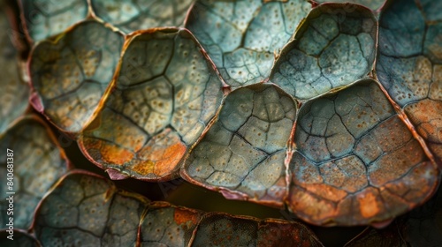 Up close the edges of a succulent leaf resemble delicate crinkled paper with a waxy sheen adding to its strength and resilience photo