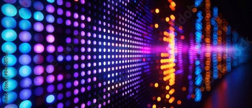 Wallpaper Mural Vibrant LED light display with colorful digital patterns. Perfect for technology, modern, and futuristic themes. High-resolution. Torontodigital.ca