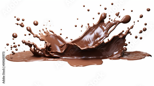 Chocolate Splash 3D Illustration on White Background - Sweet Cocoa Design Element for Concepts and Advertising