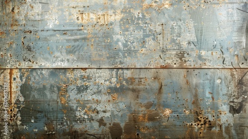 A faded and worn fiberglass panel with visible scratches and scuffs revealing its age and use photo