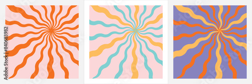 Psychedelic trippy y2k retro background swirl. Simple vector illustration. Groovy wave print. Vintage background. Psychedelic groovy spiral in eps 10.