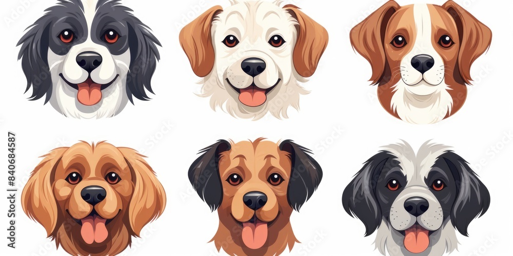 A photo of four dogs with different colors A photo of four dogs with different colors
