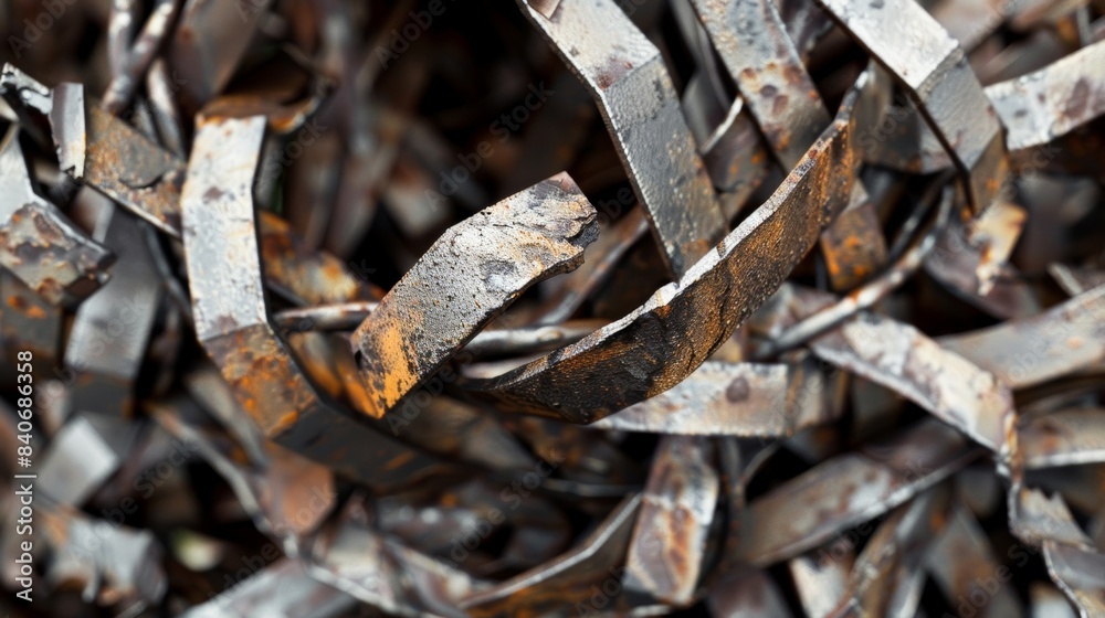 A twisted metal rod with sharp angles and jagged edges creating a chaotic and fragmented texture A twisted metal rod with sharp angles and jagged edges creating a chaotic and fragmented texture