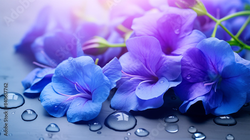butterfly pea flower with drops background photo