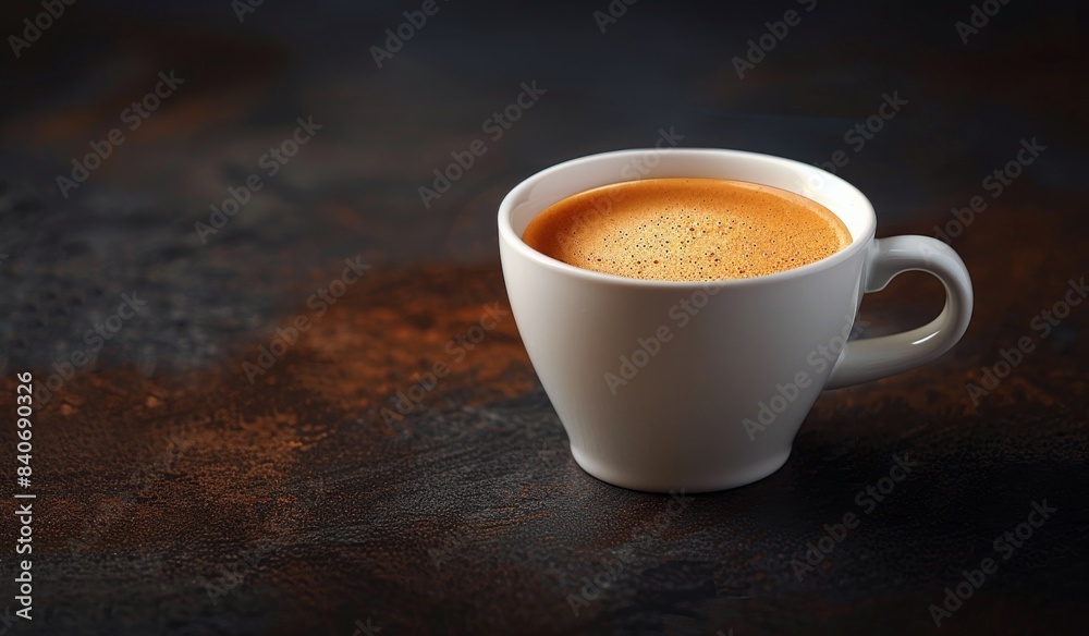 White Mug of Steaming Latte Art on Dark Background White Mug of Steaming Latte Art on Dark Background