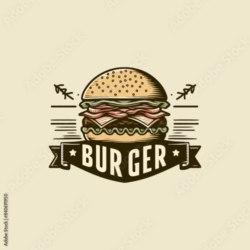 Burgers fresh and tasty design premium logo