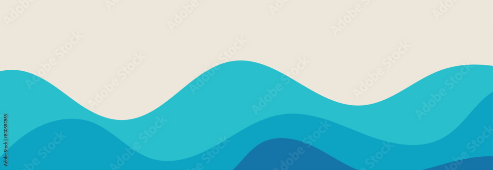 Vector layered blue water wave banner template Vector layered blue water wave banner template