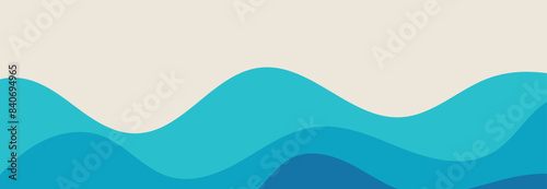 Vector layered blue water wave banner template 