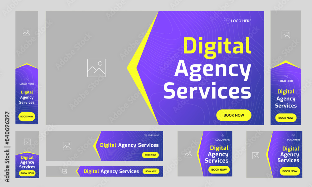 Digital agency services web bundle banner design for social media post, customizable vector web set banner design. Digital agency services web bundle banner design for social media post, customizable vector web set banner design.