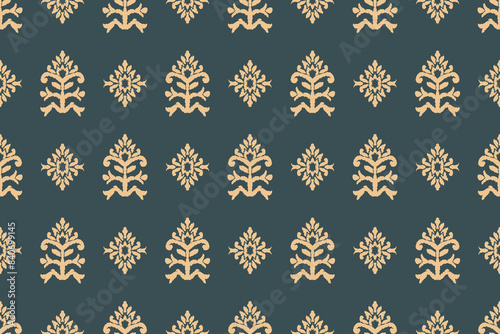 Ikat tribal Indian seamless pattern. Ethnic Aztec fabric carpet mandala ornament native boho chevron textile.Geometric African American oriental traditional vector illustrations. Embroidery style. photo