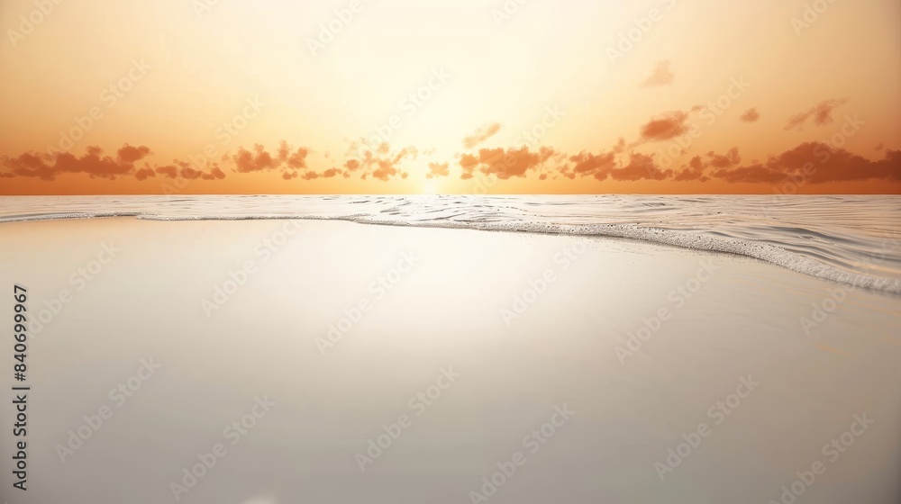 Fototapeta premium Golden Sunset Over Calm Ocean Waves