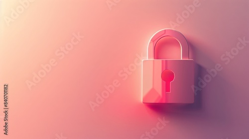 Minimalist Neon Padlock on Gradient Background