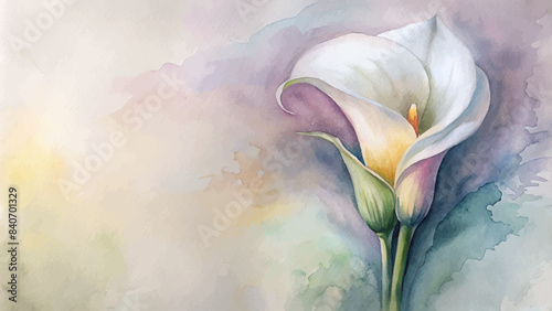 Minimalist watercolor background of calla lilies