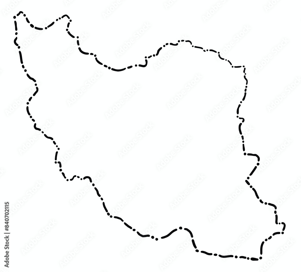 Doodle freehand dash line drawing of Iran map. Doodle freehand dash line drawing of Iran map.