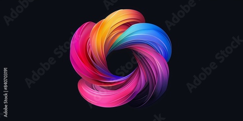 Abstract, colorful gradient shapes and 3D vector illustration with vibrant swirling patterns