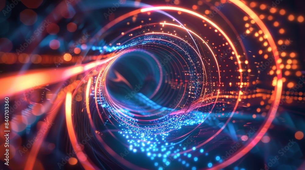 Hi-tech digital swirl with luminous lines and geometric shapes, forming a sophisticated and engaging abstract background Hi-tech digital swirl with luminous lines and geometric shapes, forming a sophisticated and engaging abstract background