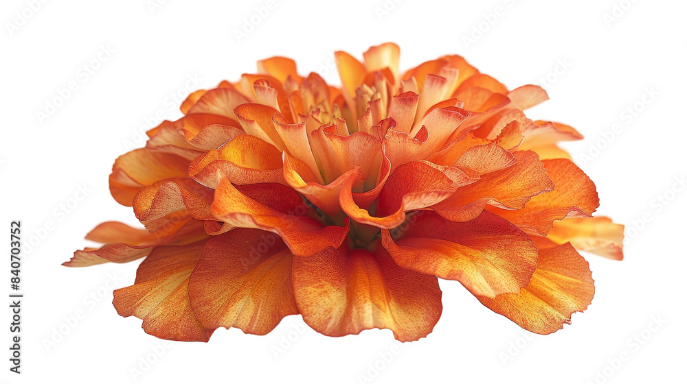A single orange flower with a yellow center on transparent or white background A single orange flower with a yellow center on transparent or white background