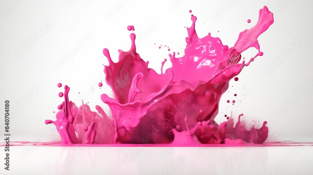 pink paint splashing in the air, white background pink paint splashing in the air, white background