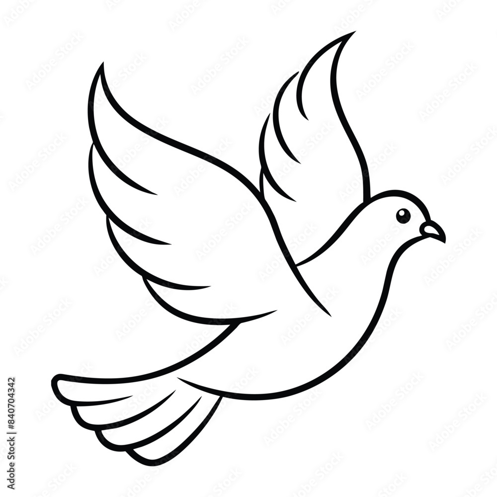 dove flying lineart vector illustration on white background dove flying lineart vector illustration on white background