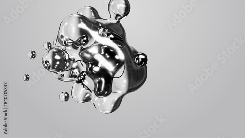 3d render motion design wallpaper animation business presentation monochrome grey white metaball gray liquid water soapy mercury bubble metasphere ball silver metal transition deformation metaverse