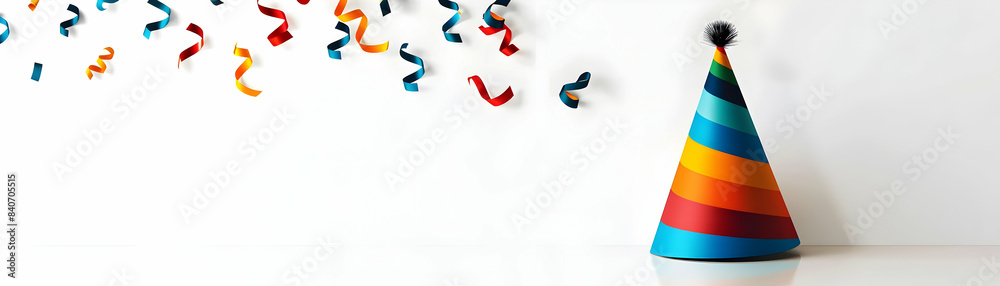 Flat design party hat icon with copy space on white background for celebration and retirement visuals Vector image for Photo Stock Concept Flat design party hat icon with copy space on white background for celebration and retirement visuals Vector image for Photo Stock Concept