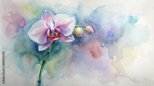 Minimalist watercolor background of orchid flowers