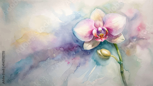 Minimalist watercolor background of orchid flowers