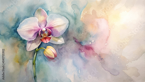 Minimalist watercolor background of orchid flowers