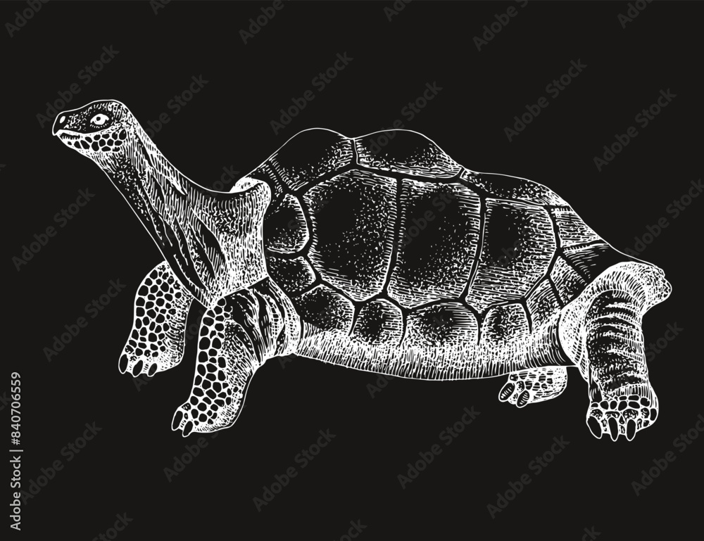 Fototapeta premium Pinta island turtle colorful sketch
