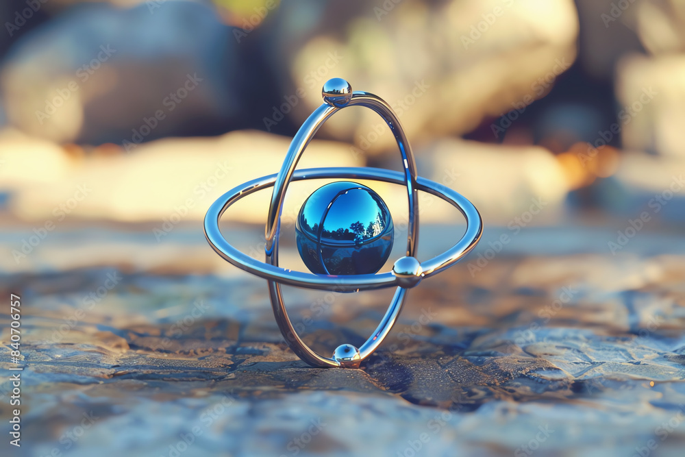 Develop an image of a carbon atom, organic chemistry theme, side view ...