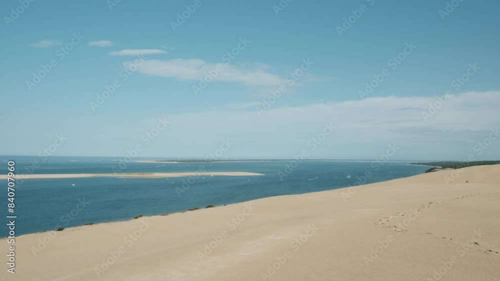Dune du Pilat is the highest sand dune in Europe and is located at the Cote d Argent, the silver coast, at the atlantic ocean of France close to Arcachon and cap ferret. Dune du Pilat is the highest sand dune in Europe and is located at the Cote d Argent, the silver coast, at the atlantic ocean of France close to Arcachon and cap ferret.